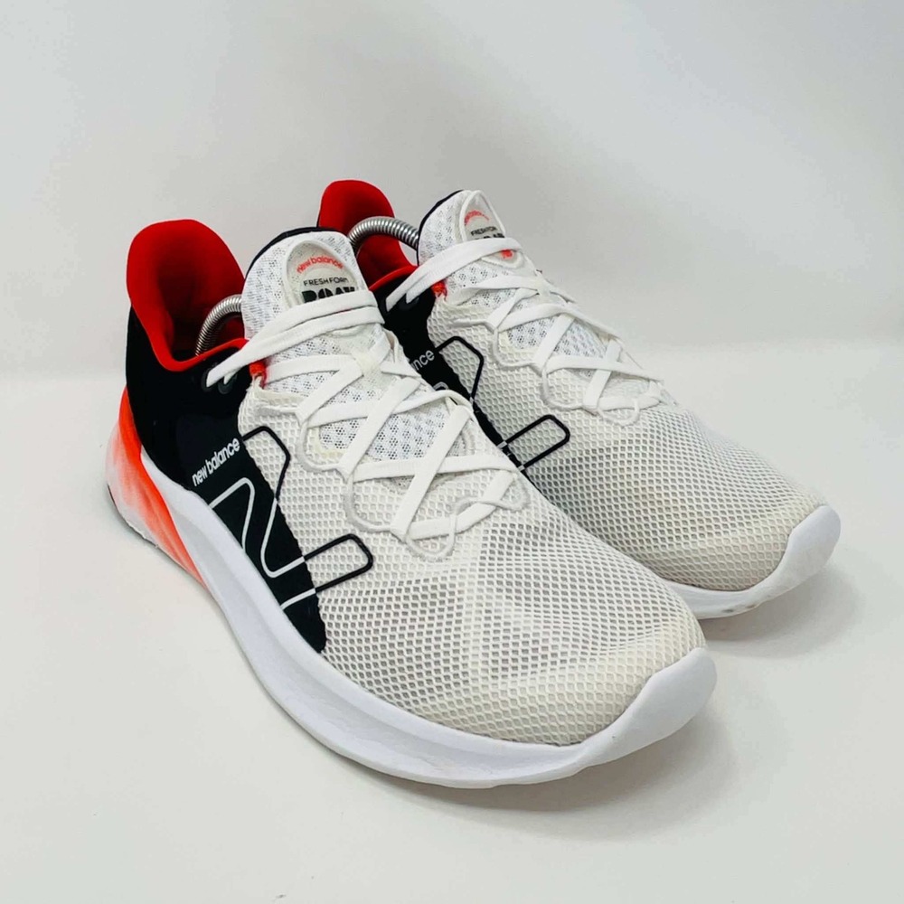 New Balance Fresh Foam Roav Mens 12 Running Shoes White Black Orange MROAVSW2